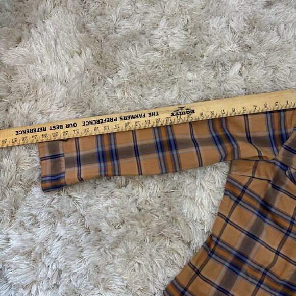 Columbia Shirt Women XL Brown Plaid Roll Tab Long Sleeve Button Up Blouse Fall - Picture 10 of 12